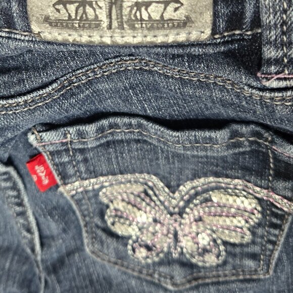 Levi's Jeans Leggings Embroidered Butterfly Adjustable Waist Rhinestone Size 4T - Picture 6 of 7